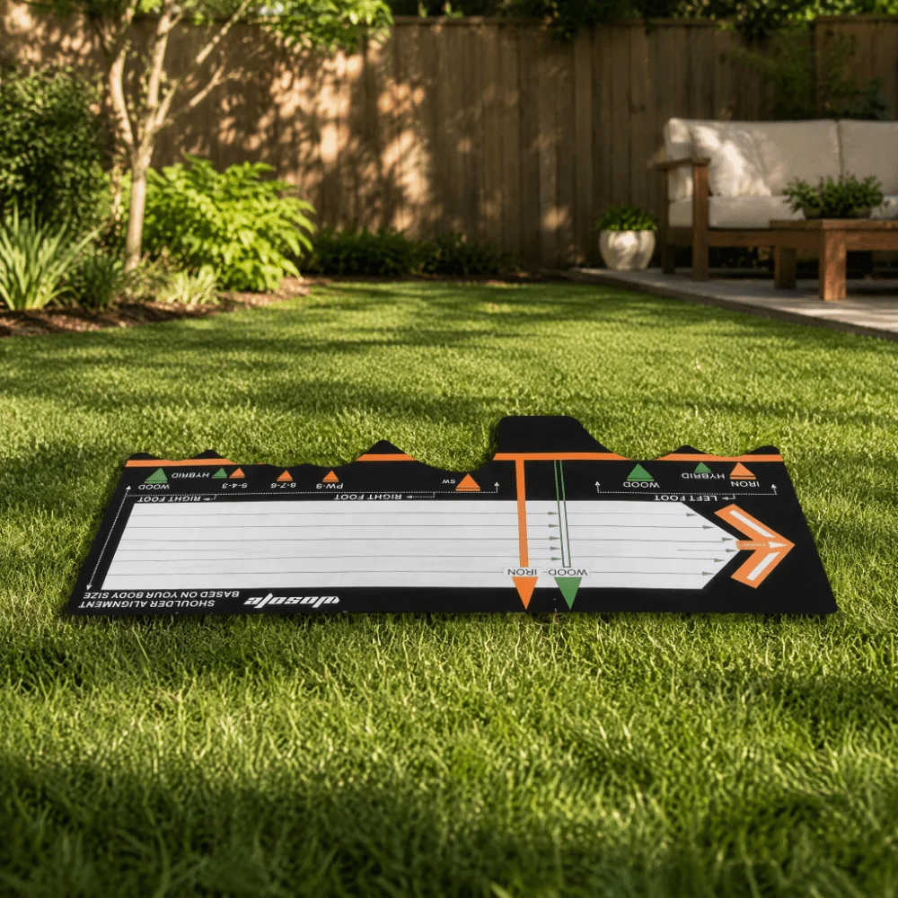 Diatom Mud Surface Golf Training Mat 30 × 67 cm Black‑white Main Body Golf Swing Mat Printed Position Markings