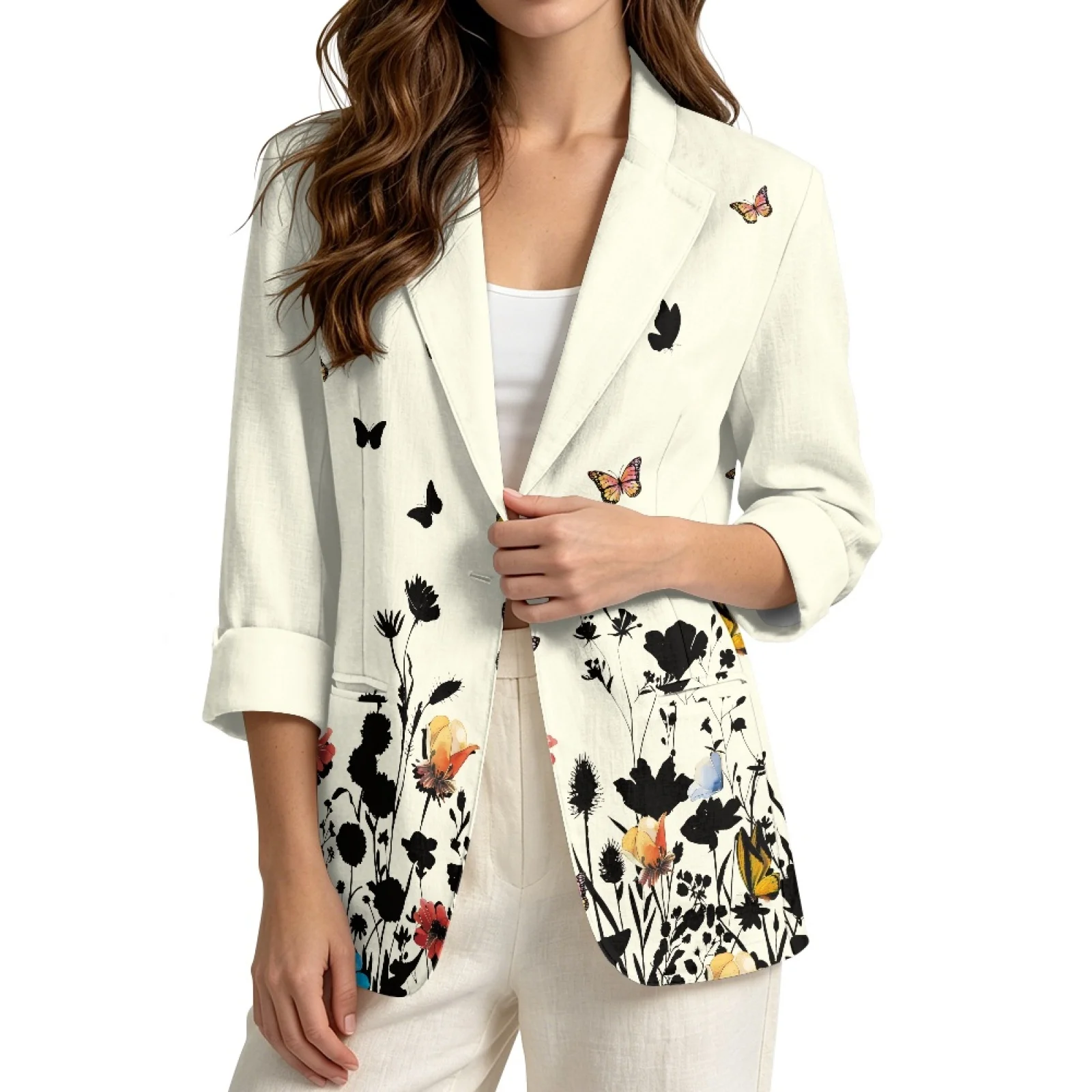 PENSTROLL Butterfly Linen Like Layering Piece Lightweight Beach Cover Ups for Womens Sizes S-3XL
