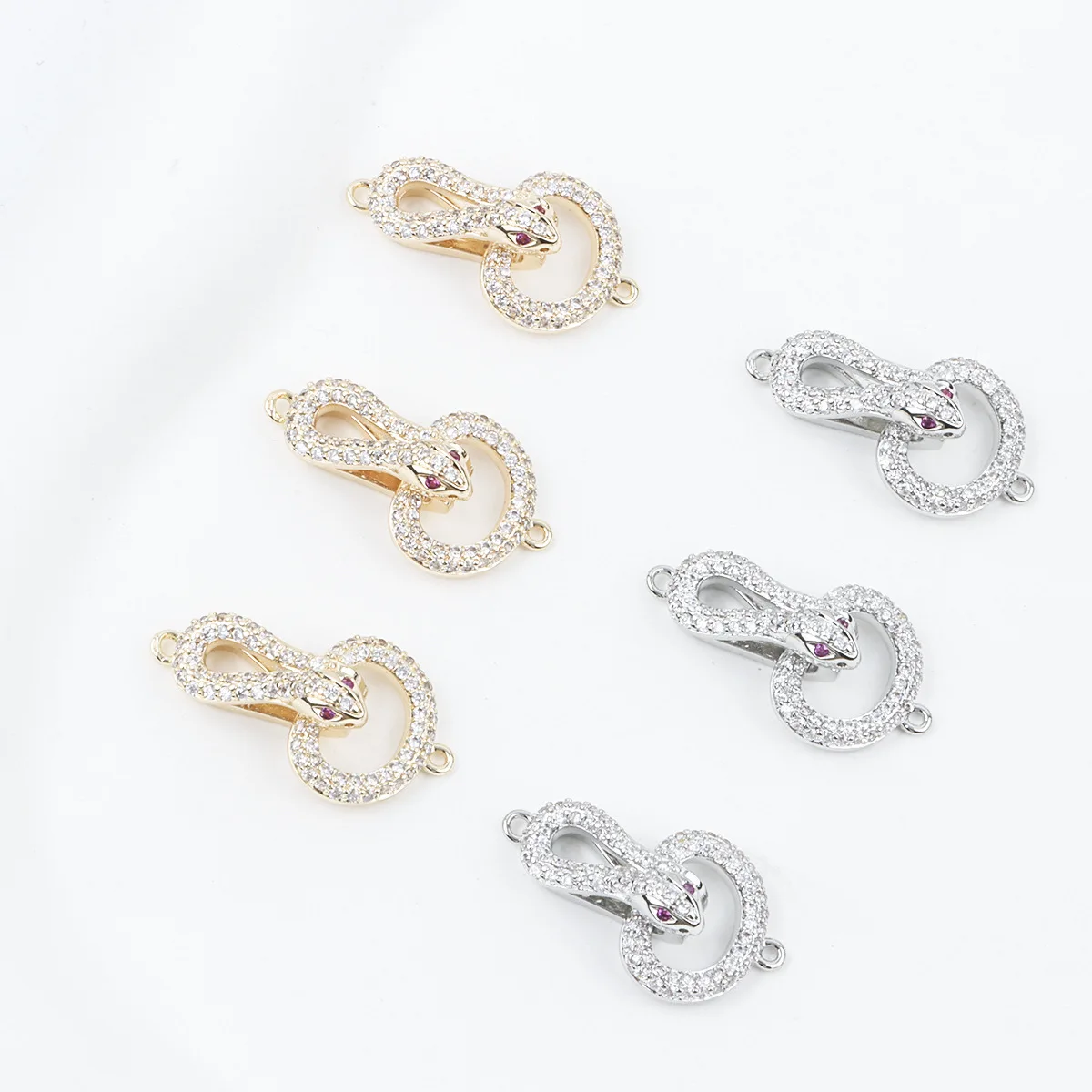 1 Piece Copper Gold-plated Zirconium Snake Head Pearl Bracelet Necklace Connection Buckle DIY Jewelry Making Material Accessorie