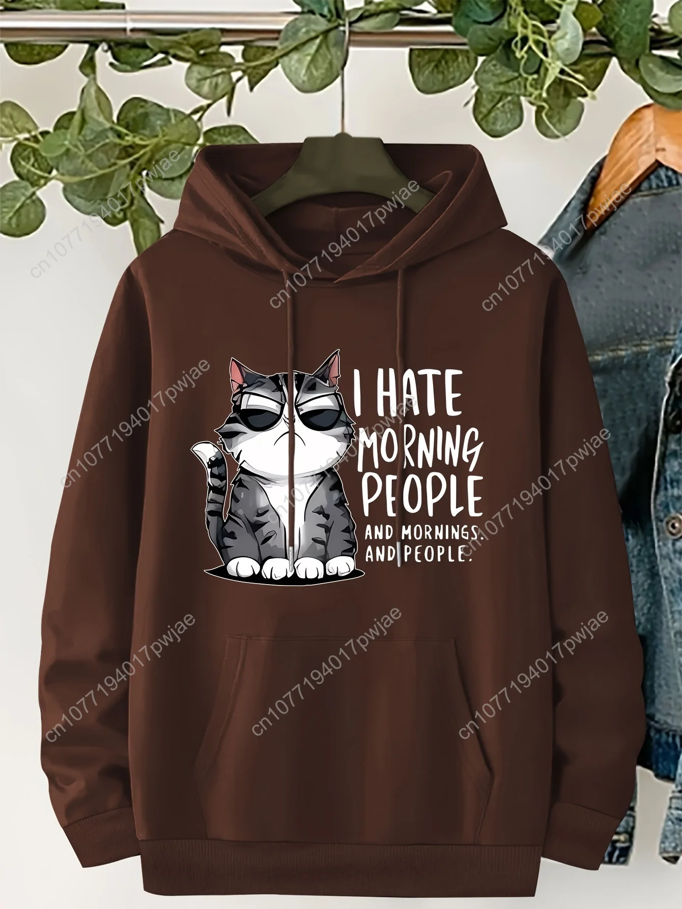 Повседневная флисовая толстовка, которую можно стирать в машине — уютный пуловер с милым котом и буквенным дизайном, карман-кенгуру — женская мода на осень/зиму