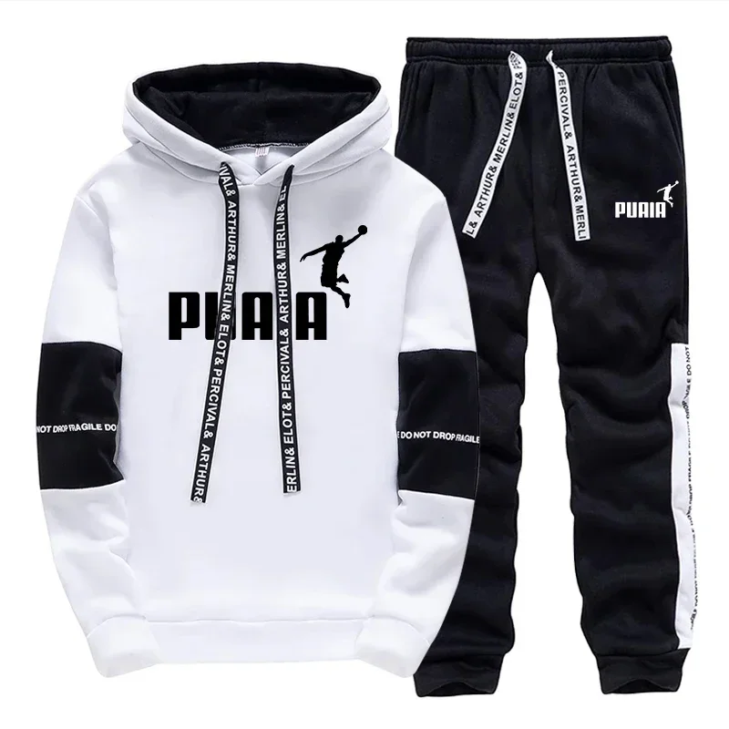 Hot Sales Mens Tracksuit Casual Print Sweatshirts Single Piece Hoodie Pants Sports Jogging Mens Clothing AutumnWinter Sportswear