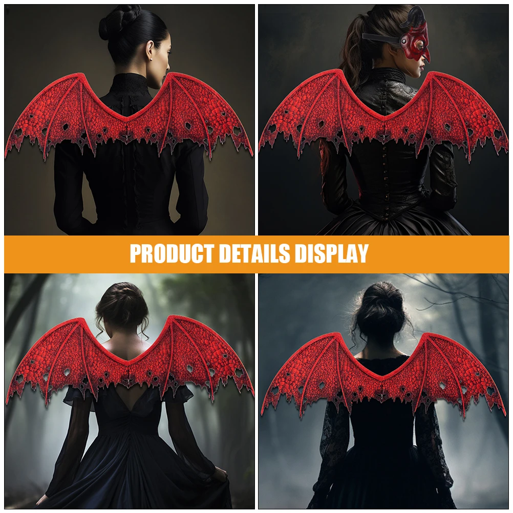 

Halloween Costumes Mask Wings Set Cosplay Props Supply Make Demon and Creepy Half Face Red