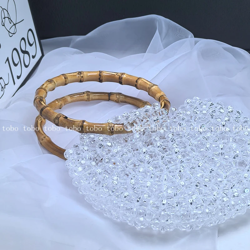 New Acrylic Circle Shape Handbags for Women Unique Bamboo Handle Dinner Party Wallets Ladies Luxury Designer Bags Makeup Bag view 6