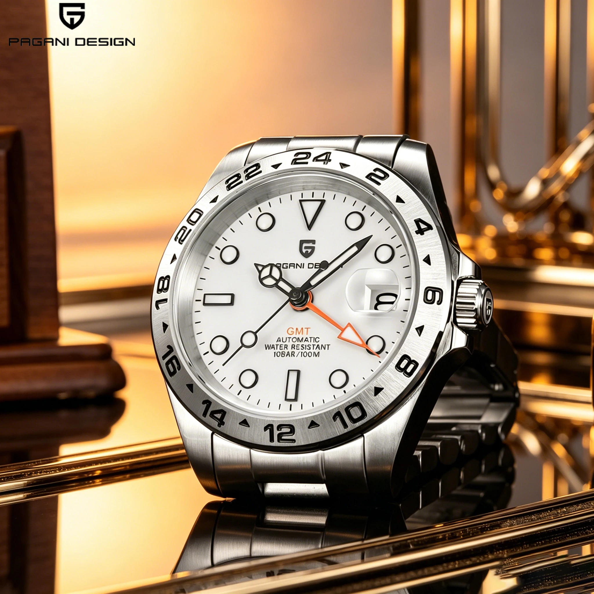 Reloj Mecánico Automático GMT para Hombre, Diseño Pagani 2026, Nuevo y Moderno, Zafiro de Primera Calidad, Acero Inoxidable, Resistente al Agua 10Bar BGW