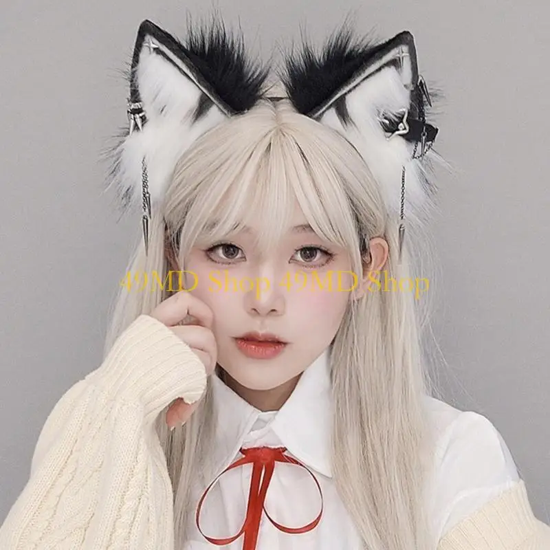 

49MD Lovely Headband Cartoon Wolf Ear Hair Hoop Hairband for Woman Girls
