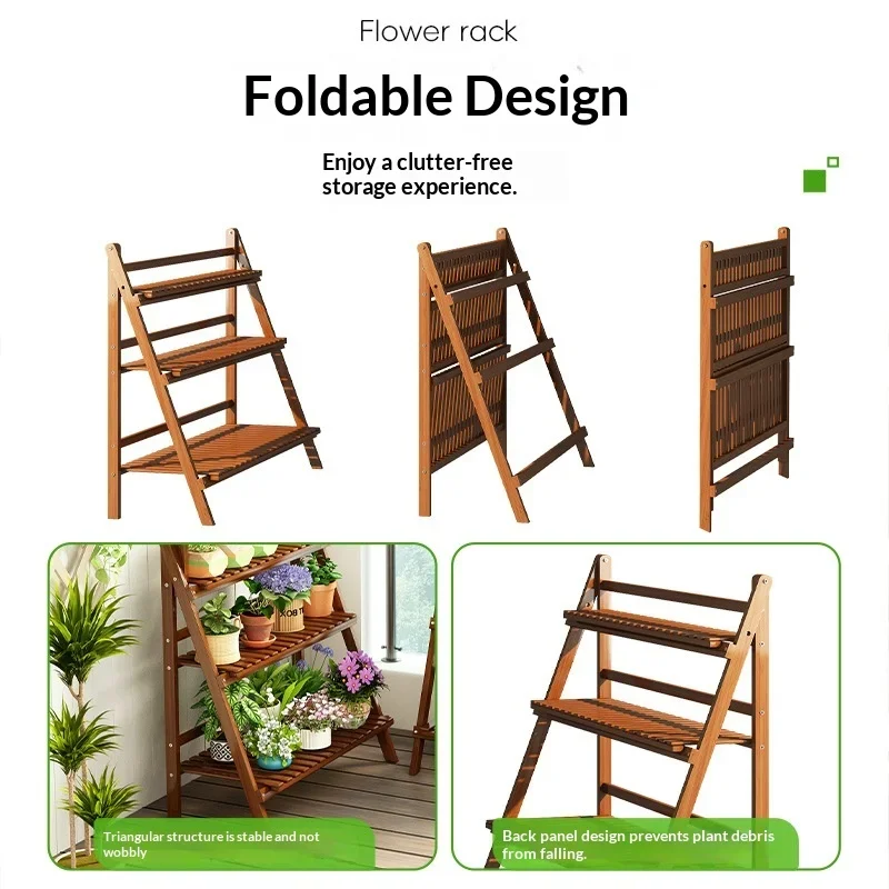 # Foldable Tiered Plant Stand Balcony Indoor Outdoor Multi Level Flower Pot Display Rack Rustproof Space Saving Plant Rack