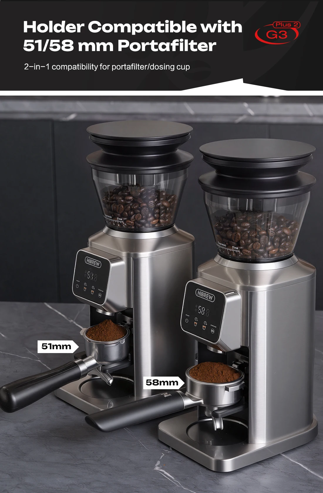 HiBREW G3 Plus 48mm Konische Mahlscheiben Elektrische Kaffeemühle Kompakte Tragbare Kaffeebohnenmühle für Espresso und Türkischen Kaffee – Detail 34