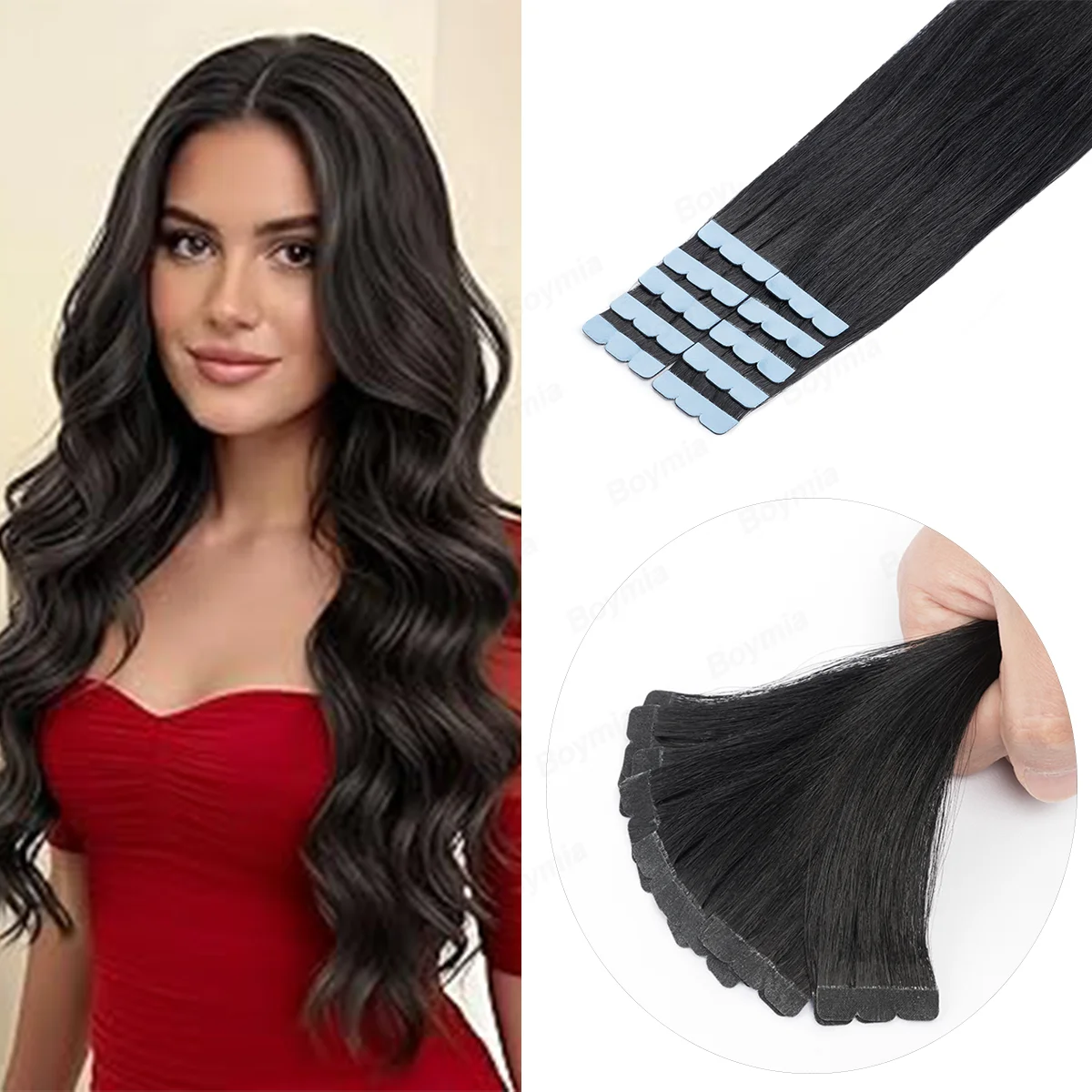 

Натуральные волосы для наращивания на лентах (мини-ленты) Skin Weft Machine Remy, 10 шт., для бокового наращивания, 12-24 дюйма