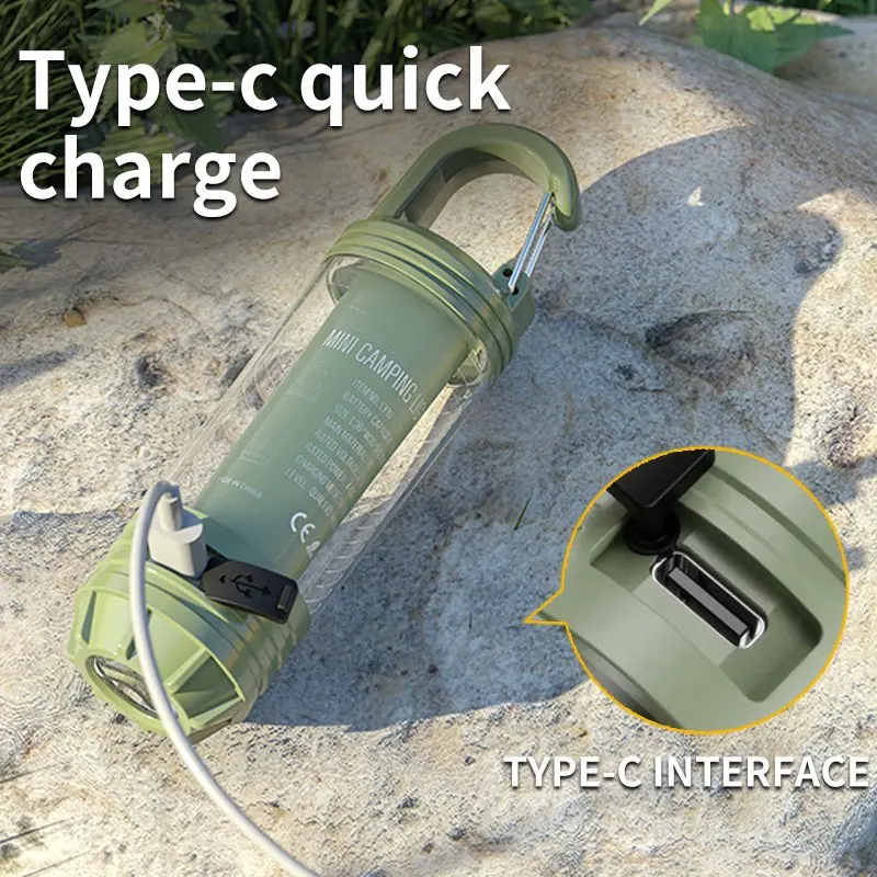 Portable LED Camping Lantern 6 Modes USB Rechargeable Outdoor Hanging Lights 2 In 1 Multifunctional Flashlight Tent Lamp 1 Pack