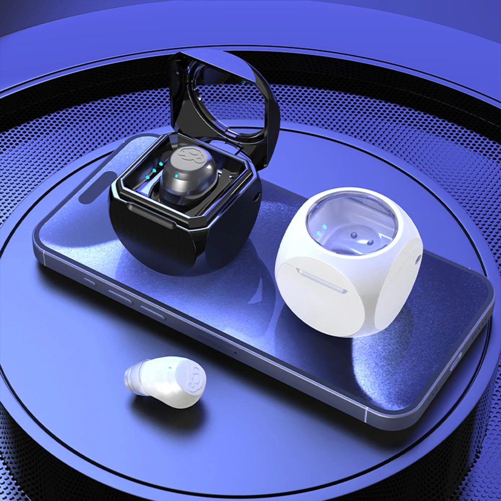 Q1 سماعات أذن غير مرئية سماعات رأس صغيرة متوافقة مع بلوتوث سماعات أذن ستيريو لاسلكية شبه داخل الأذن للحد من الضوضاء سماعة أذن واحدة