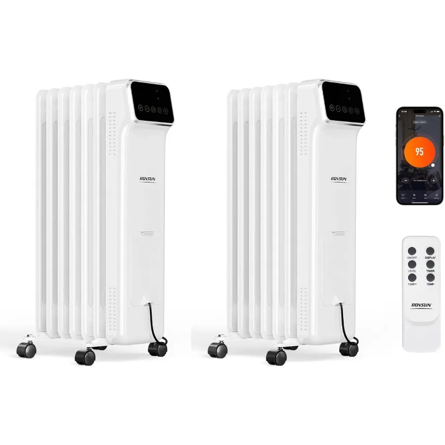 

Oil Filled Radiator Heater with Remote and APP Control for Indoor Use in Bedrooms and Living Spaces 1500W Portable Space Heater