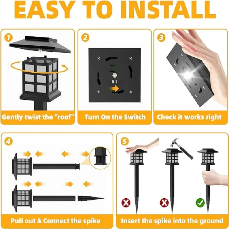 Led Solar Pathway Lights Waterproof Outdoor Solar Lamp for Garden/Landscape/Yard/Patio/Driveway/Walkway Lighting