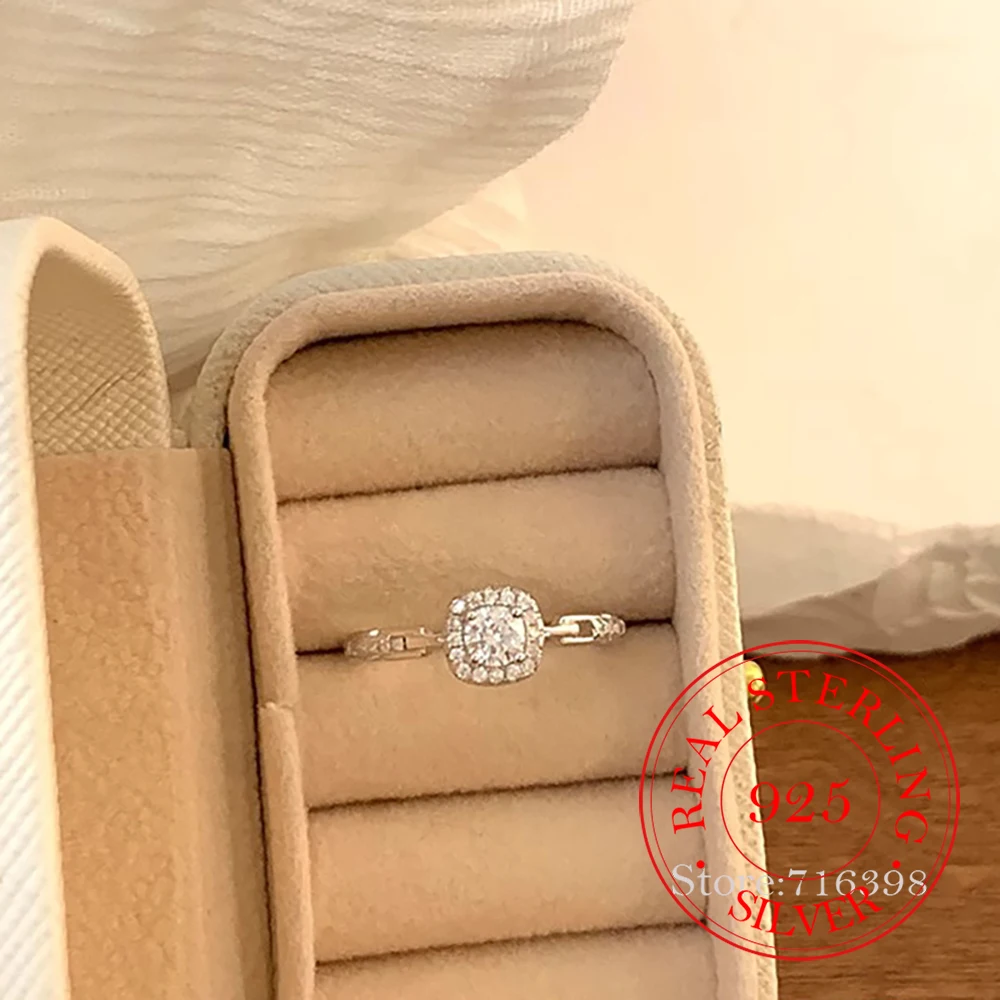 

Ювелирные изделия из стерлингового серебра 925, роскошные кольца на палец с квадратными кристаллами для женщин, ювелирные изделия для свадебной вечеринки для девочек, подарок другу