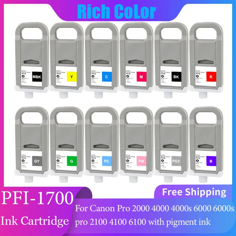 

PFI-1700 PFI1700 compatible ink cartridge for Canon Pro 2000 4000 4000s 6000 6000s pro 2100 4100 6100 with pigment ink