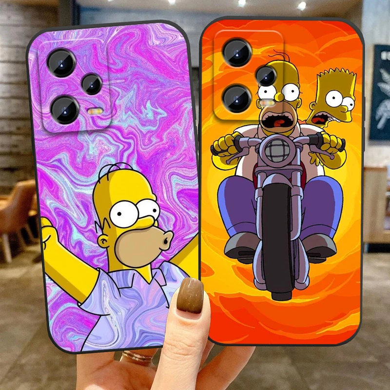 Disney The Simpsons Family For Xiaomi Redmi Note 13 12R 12 12S Turbo 11 11T 11S 10 10S Pro Plus 5G Black Soft Phone Case