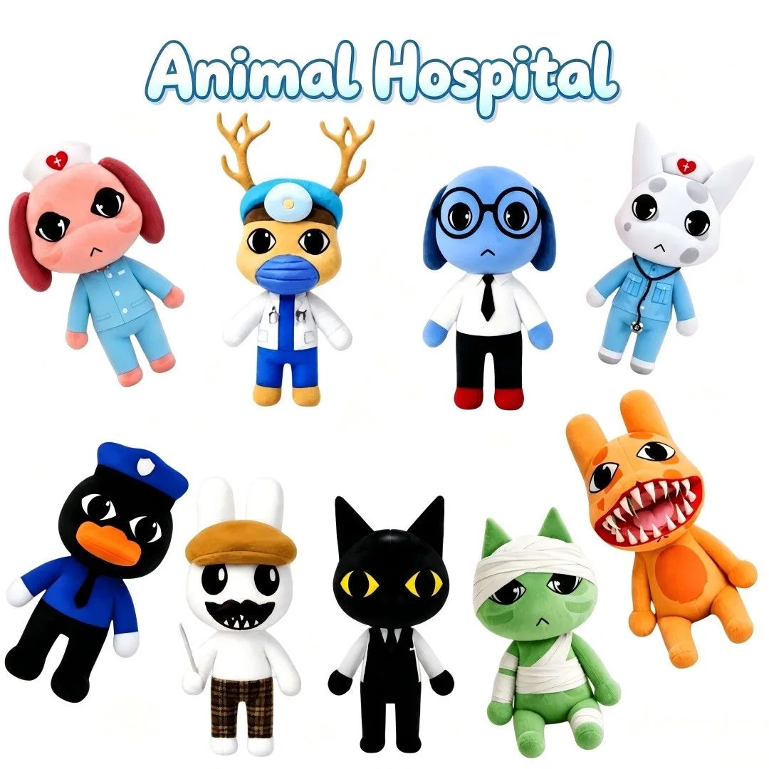 Horror Animal Hospital Plush Toy Blue Dog Soft Stuffed Cartoon Doll Collectible For Adult Fans Home Decoration ChristmasGift