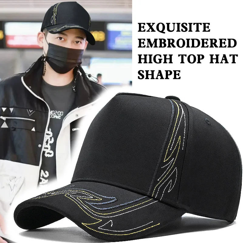 New Fashionable Embroidered Hat for Men, Suitable for All Seasons, Baseball Hat, Wide brimmed Duck Tongue Hat