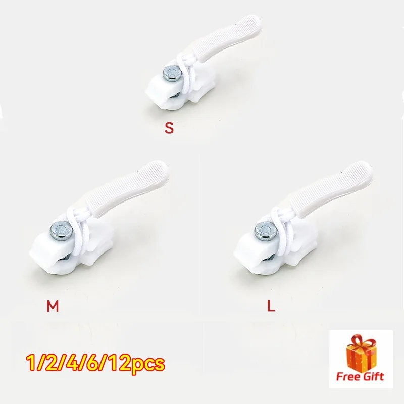 1/2/4/6/12pcs Universal Instant Zipper Heads Pull Repair Kit Plastic Slider Replacement Puller Reusable Fix Puller Univerlzipper