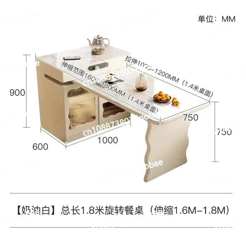 ZF rotating island table integrated retractable household small apartment advanced mobile rock slab bar