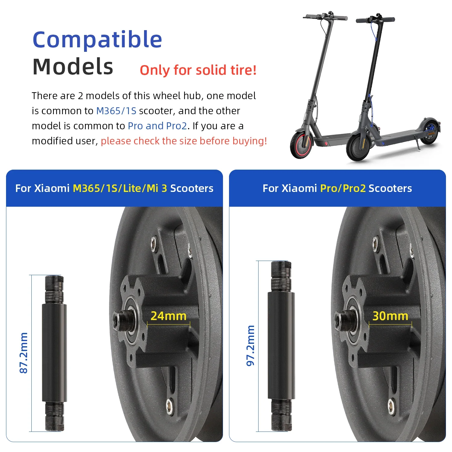 Ulip 8.5 Inch Split Wheel Hub Solid Tire for Xiaomi M365 1S Mi3 Lite Electric Scooter Accessories Rear Hub Set With Wrench Screw