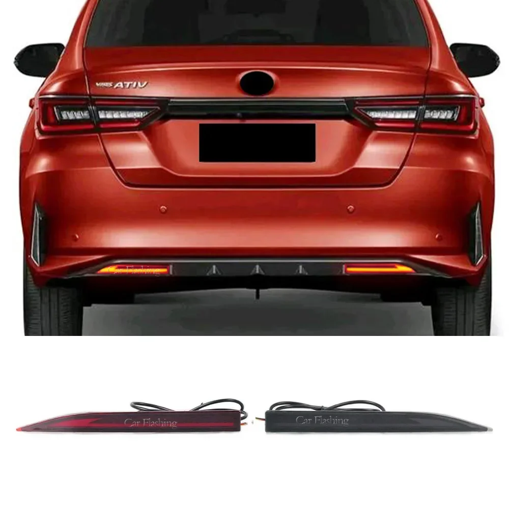 

New！ Car LED Rear Bumper Light For Toyota Yaris ativ vios 2022 2023 Reflector Tail Light Fog Lamp Stop Brake Light