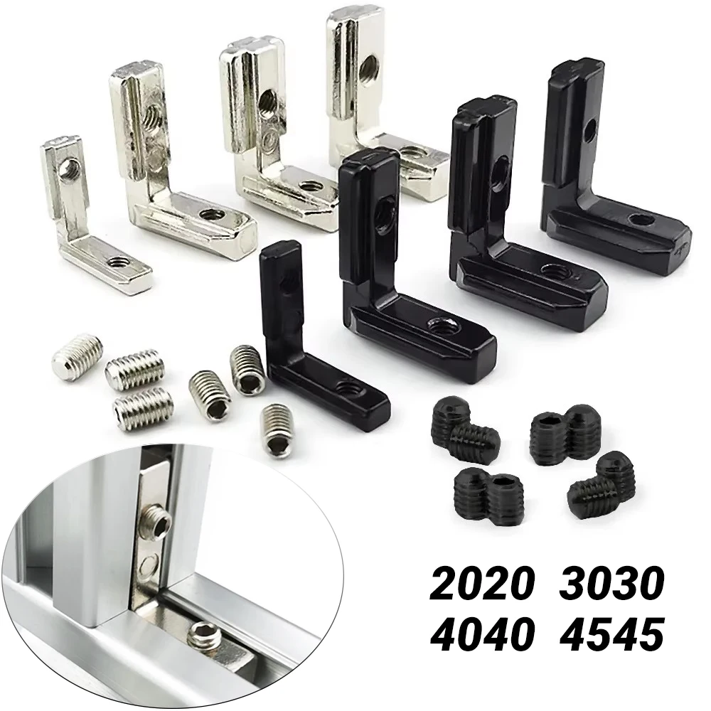 10Pcs 20 30 40 45 Series Inside Hidden Corner Bracket with Set Screws for Wood CNC Router Machine 3D Printer V-Slot Linear Rail