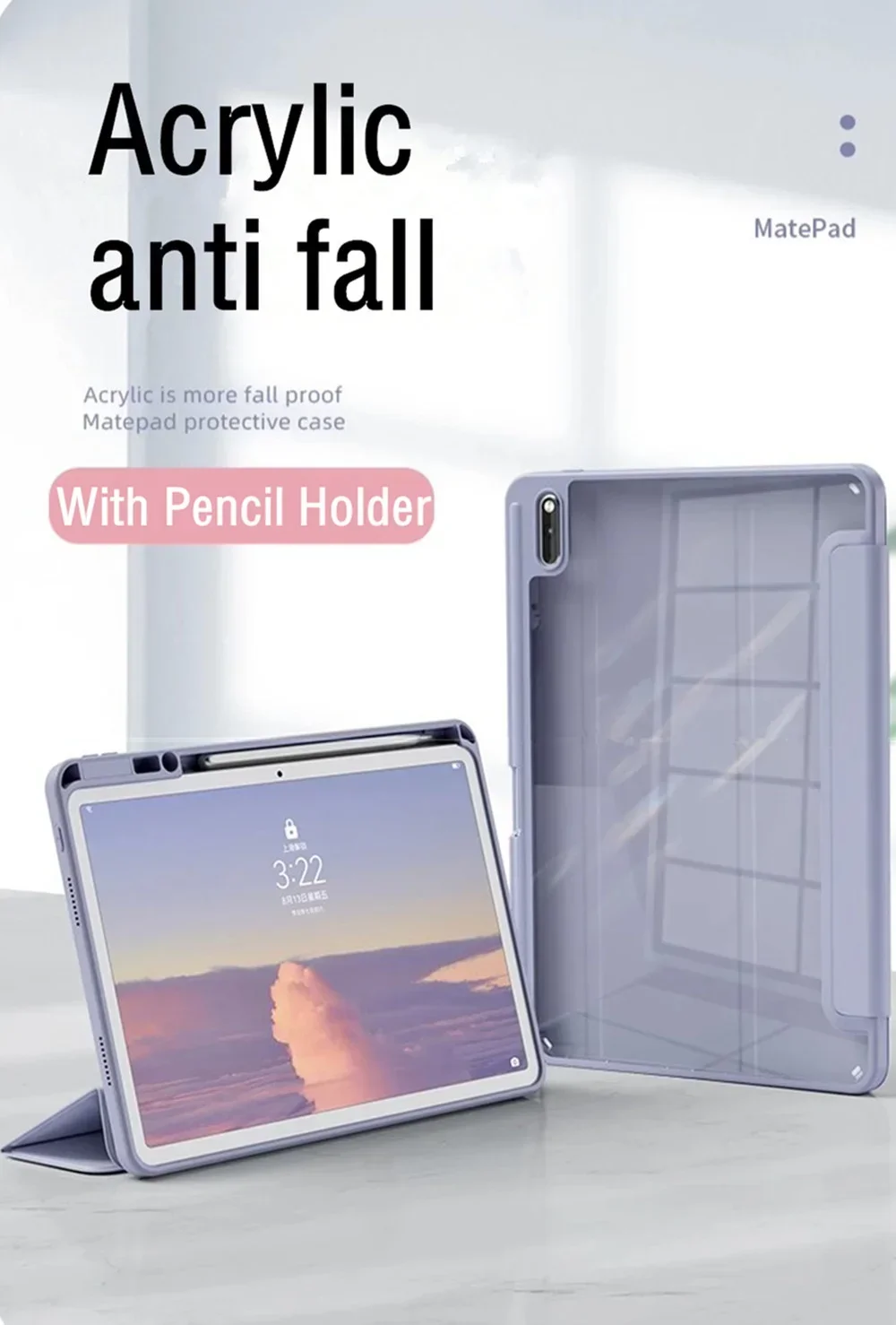 Clear Acrylic Case For Huawei Matepad Air 11.5 2023 11 10.4 Pro 11 10.8 Pencil Holder Cover For Honor pad V6 V7 10.4 Inch Cases