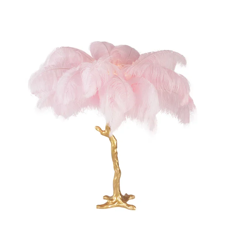

Feather desk lamp, bedroom Nordic living room lamp, bedside, creative minimalist resin