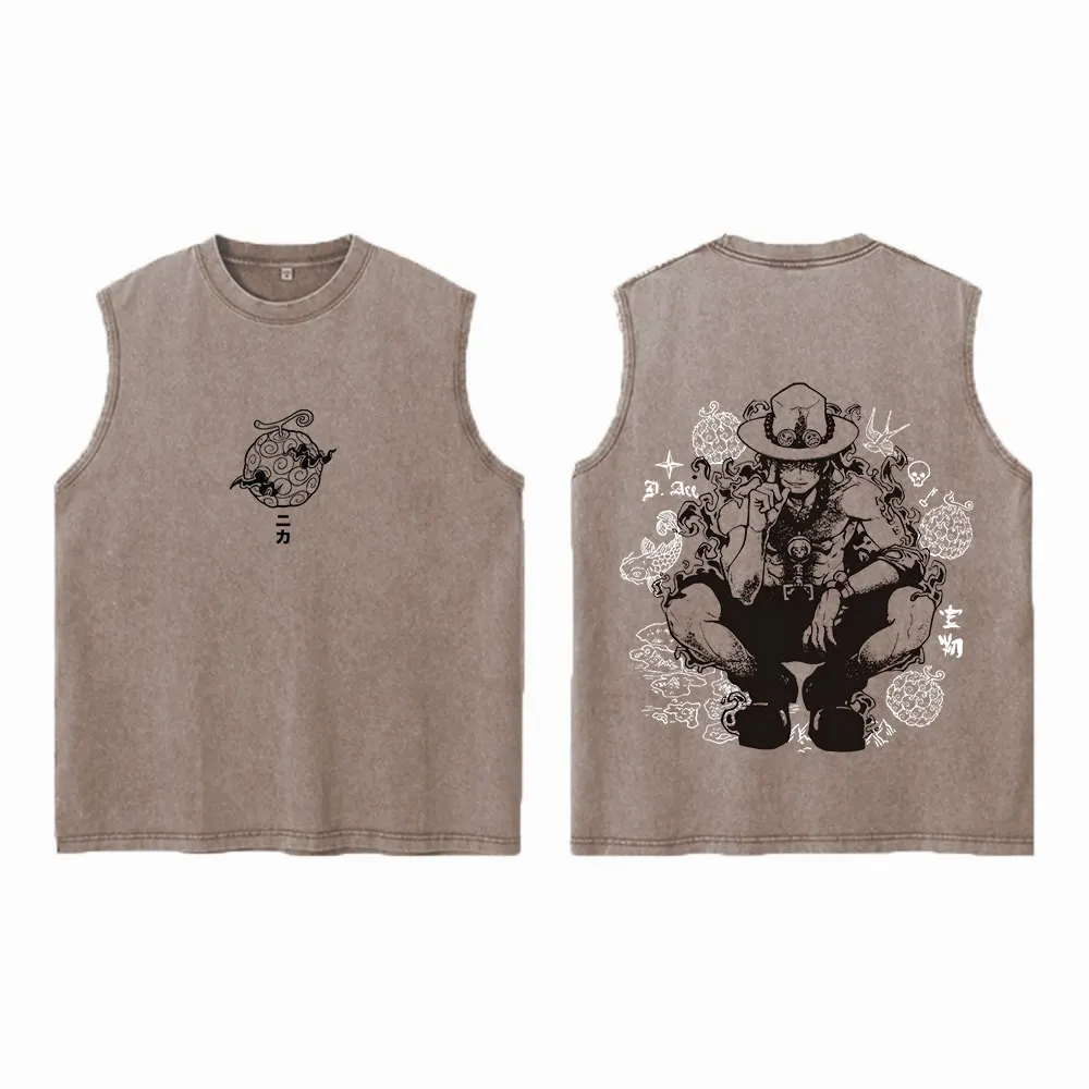 

Anime Washed Tanks Tops for Men Women 100% Cotton Vintage Men's Clothing Hip Hop Punk Rock Sleeveless Tshirts Gothic Vests