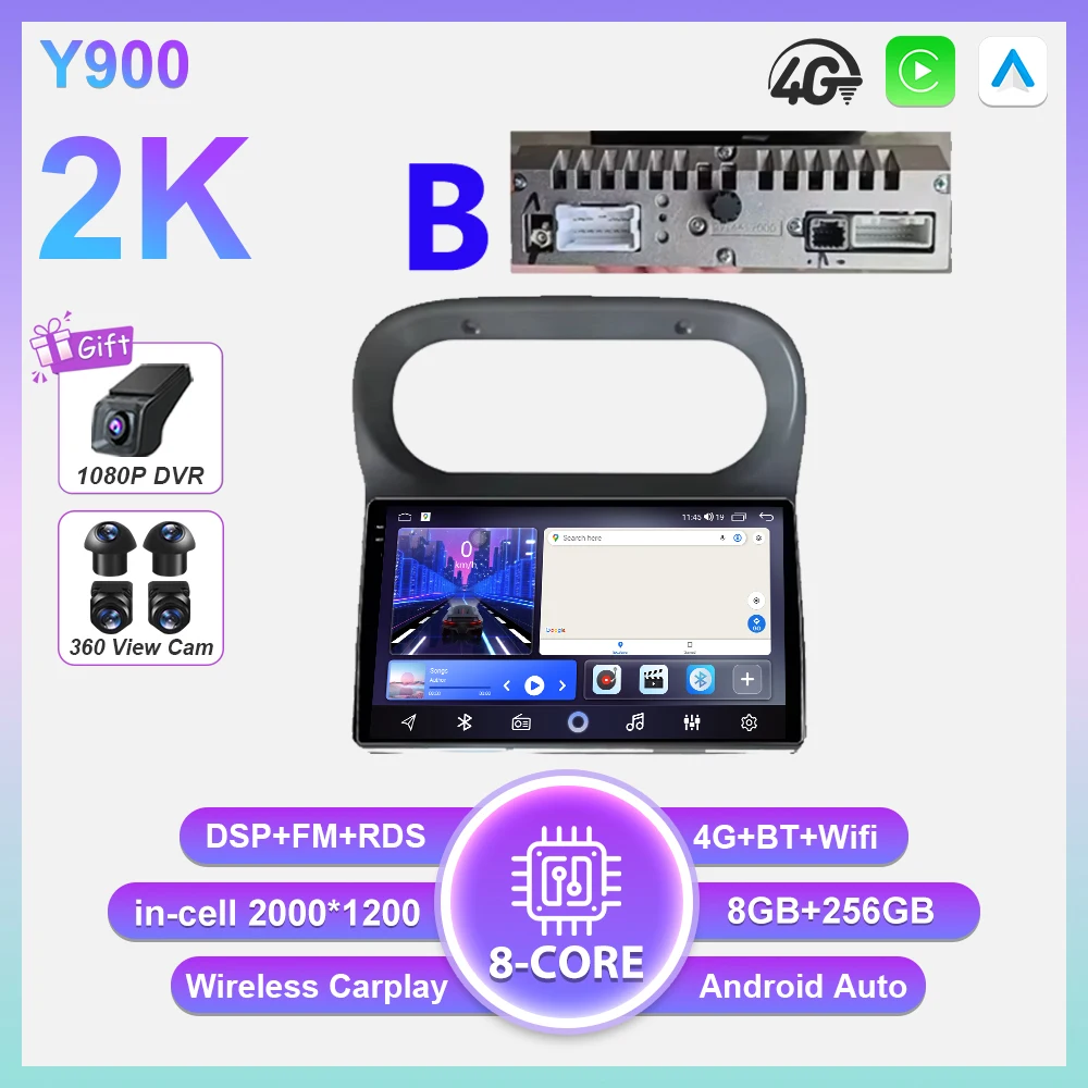 Android 16 Carplay Auto autoradio voor Renault Twingo 1 2005 - 2013 multimediaspeler autoradio Wifi BT scherm GPS navigatie