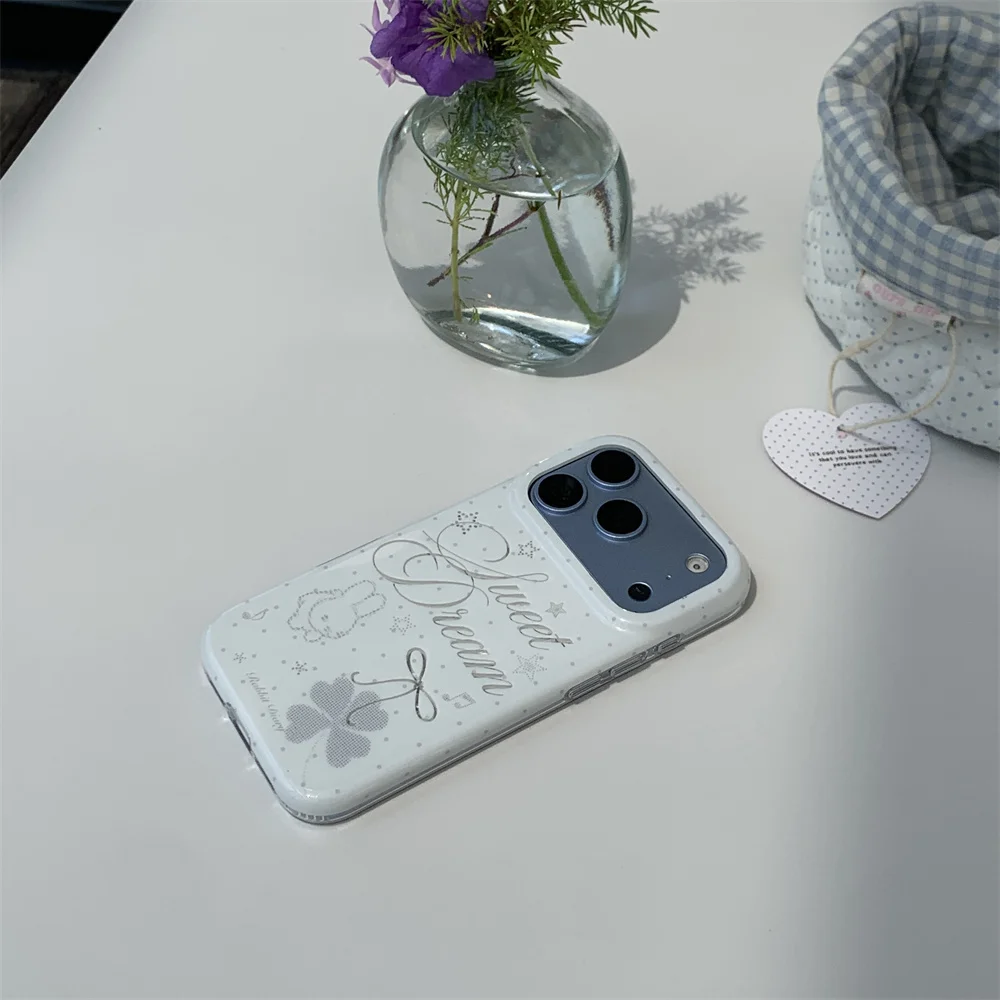 Korea Ins Fashion Sweet Dream miffy Phone Case For iPhone 18 17 16 15 Pro Max White Polka Dot Glossy Shockproof Cover Cases
