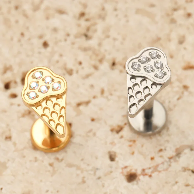 ZOOR F136 التيتانيوم الآيس كريم تشيكوسلوفاكيا ثقب الموضوع الداخلي Labret شقة الظهر القرط اللولب مسمار الغضروف أنودة ثقب الجسم
