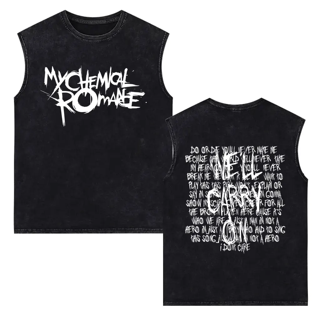 

Лидер продаж My Chemical Romance Well Carry on Washed Tank Tops Мужчины Женщины Винтаж Парад Панк Эмо Рок-группа Жилет без рукавов Футболка