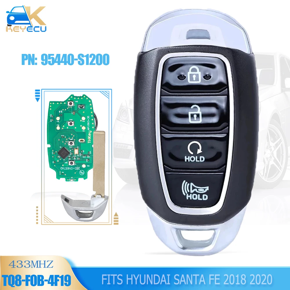 

KEYECU 95440-S1200 for Hyundai Santa Fe 2018 2019 2020 Smart Keyless Remote Key Fob 433MHz ID47 4 Button FCCID: TQ8-FOB-4F19