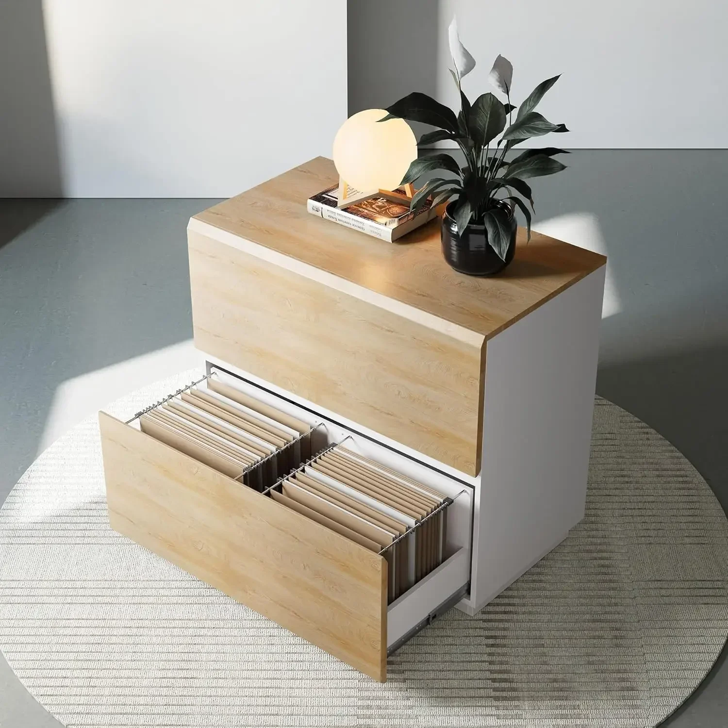 2 Drawer Lateral File Cabinet, 31W*28H Wood Filing Cabinet with Anti-tilt Mechanism, Home Office Storage Filing for Letter, A4 &