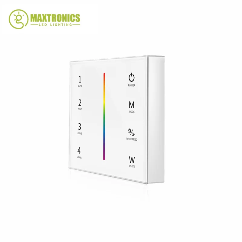 Smart Touch Panel Controller 2.4G 4 ZONE Dimming Wall Mounted Glass  / CCT / RGB / RGBW / RGB+CCT T21,T22,T24,T25 For LED Strip