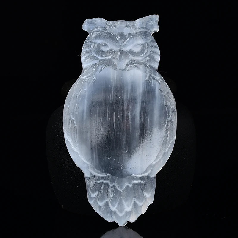 Natural Selenite Crystal Bowl Chakra Healing Stone Plate Carving Owl-shaped Gypsum Minerals Specimen Reiki Home Bowl Decor Gifts