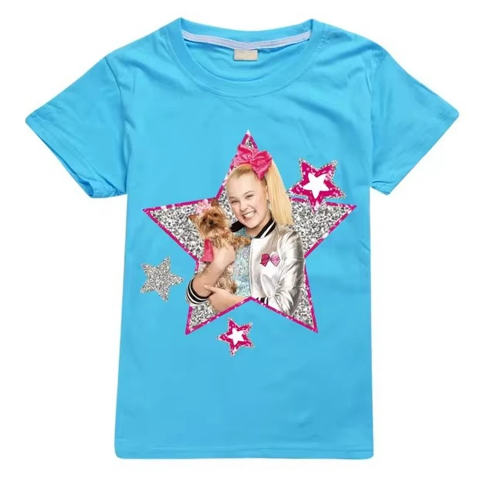 JOJO Siwa Girls T Shirt Short Sleeve Summer T-shirt Teenager Soft Cotton Clothes Clothing Kids Top Tees Clothes 2-15Years