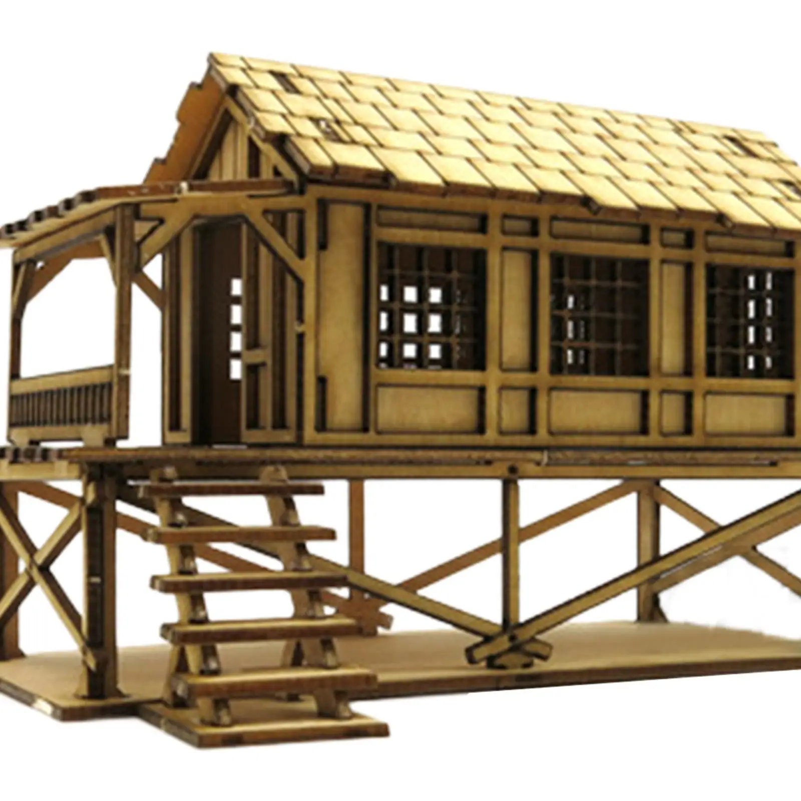 Jouet d'apprentissage de la peinture en bois, cabane en bois, maison de puzzle 3D, bricolage, 1/72