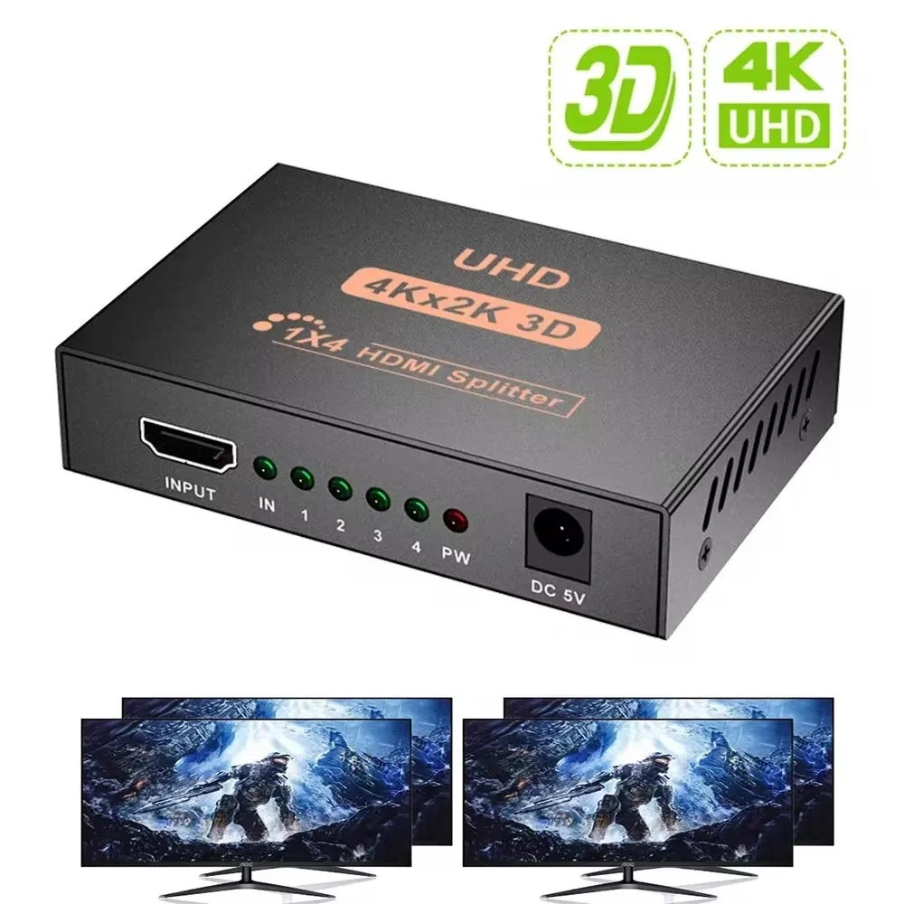 4k HDMI-compatible Splitter Full HD 1080p Video HDMI-compatible Switch Switcher  1X4 Split 1 in4 Out For HDTVHDTV DVD PS3 Xbox