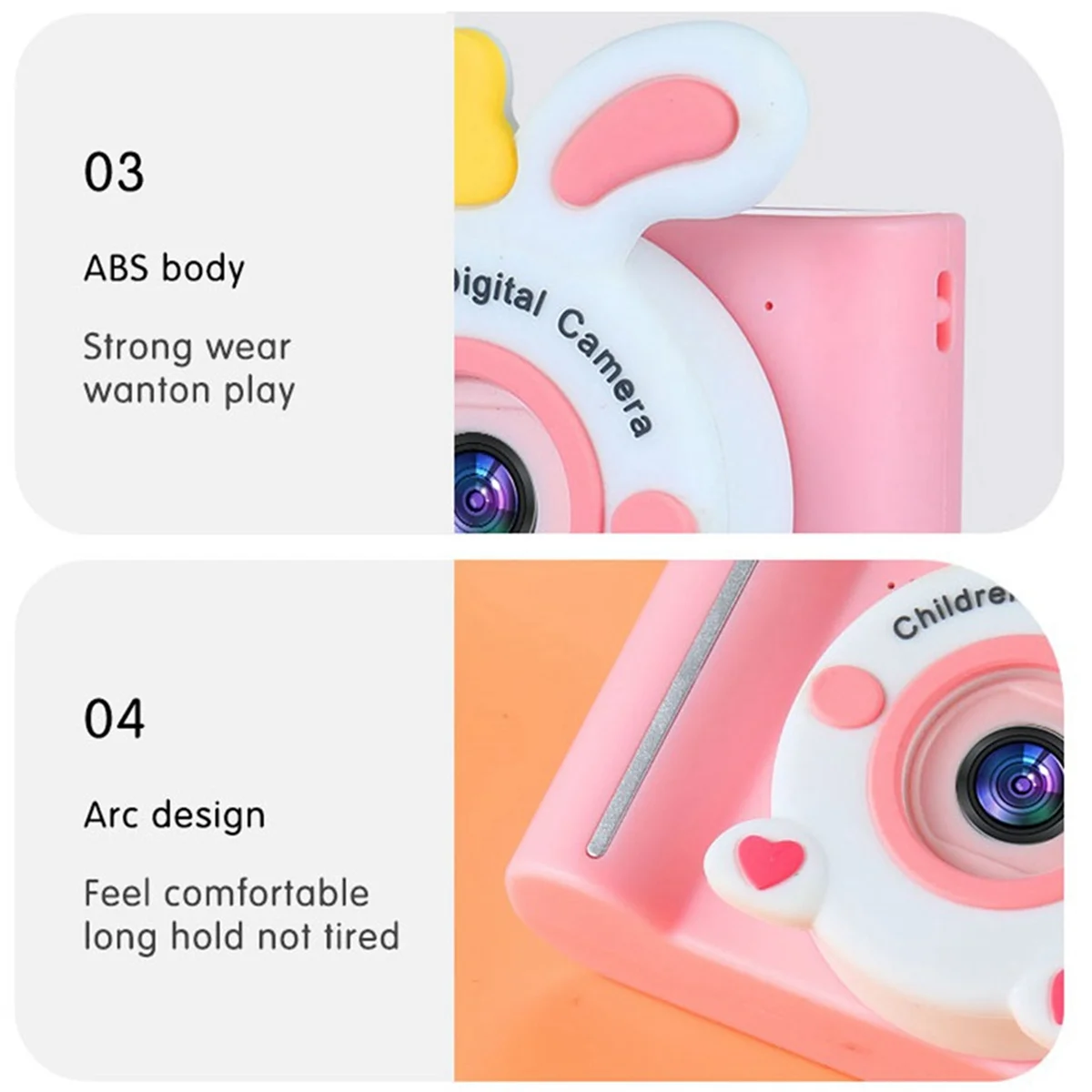 A16S HD Dual Lens 4000W Pixel Front Rear Dual Camera Without Memory Card Li-Ion Battery Children's Camera,Pink