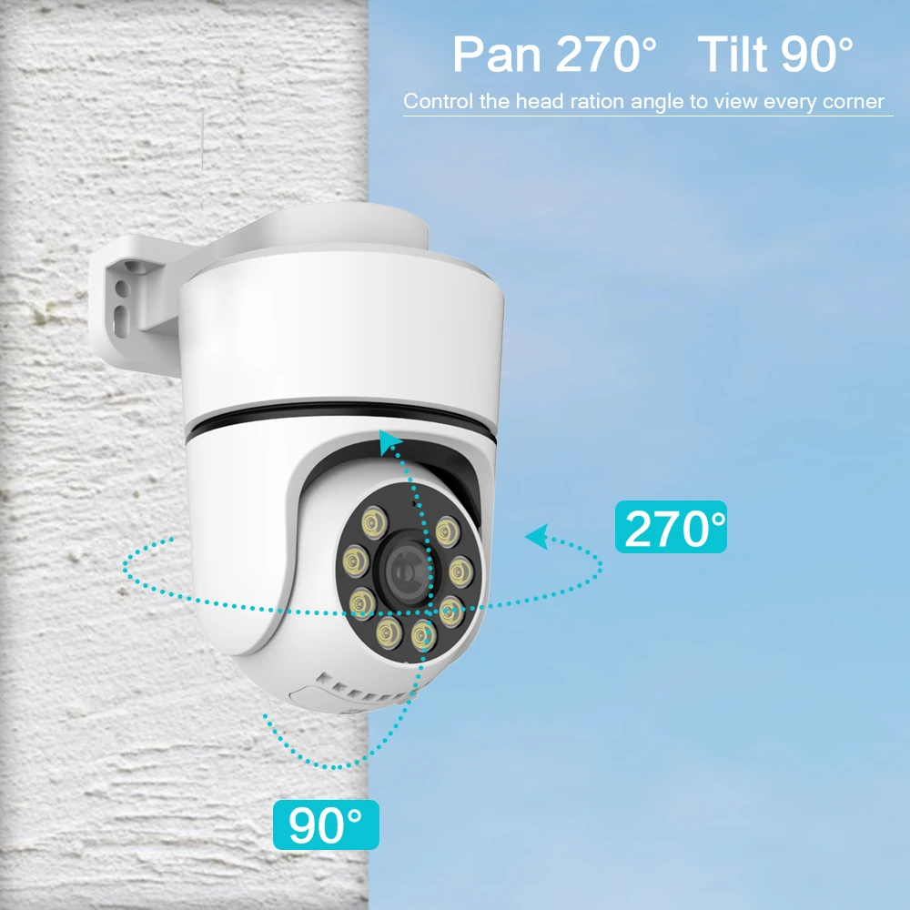 8MP Poe Ptz Camera Onvif Out Door Water Proof 4k Hd With Color Night Vision Dome Ip Samrt Two Way Audio XMEye TF Card Security