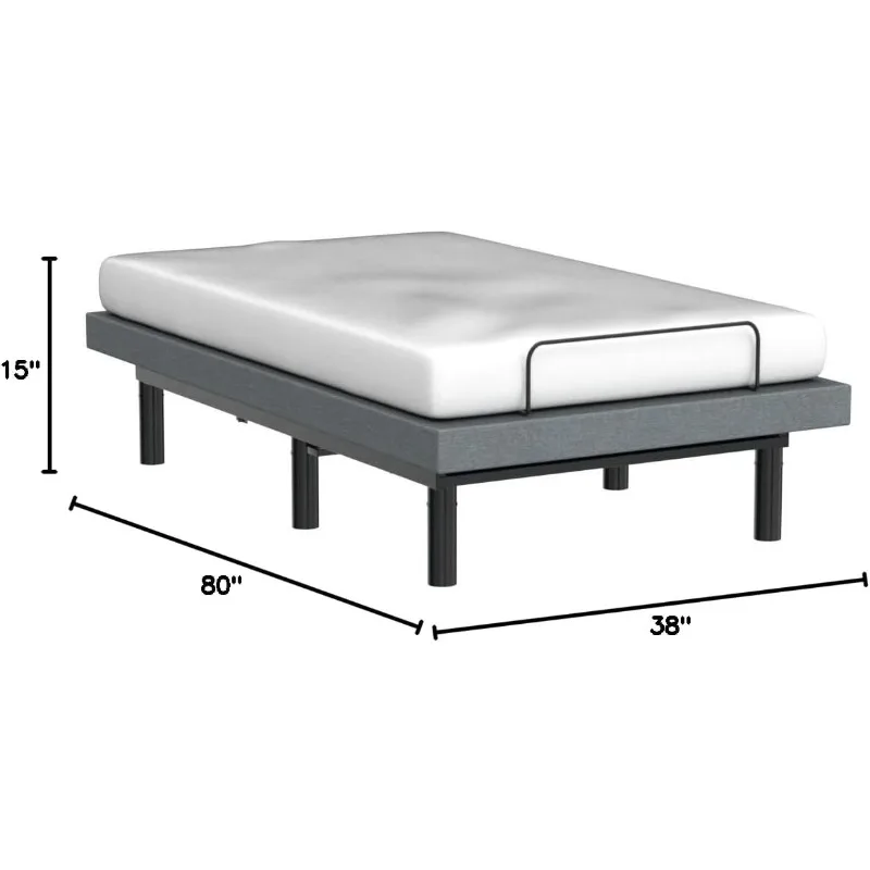 Adjustable Bed Base Frame Only Head Foot Lift,Lumbar Support,Head-Pillow-Tilt,Massage,Under-Bed Lights,USB,Memory Positions