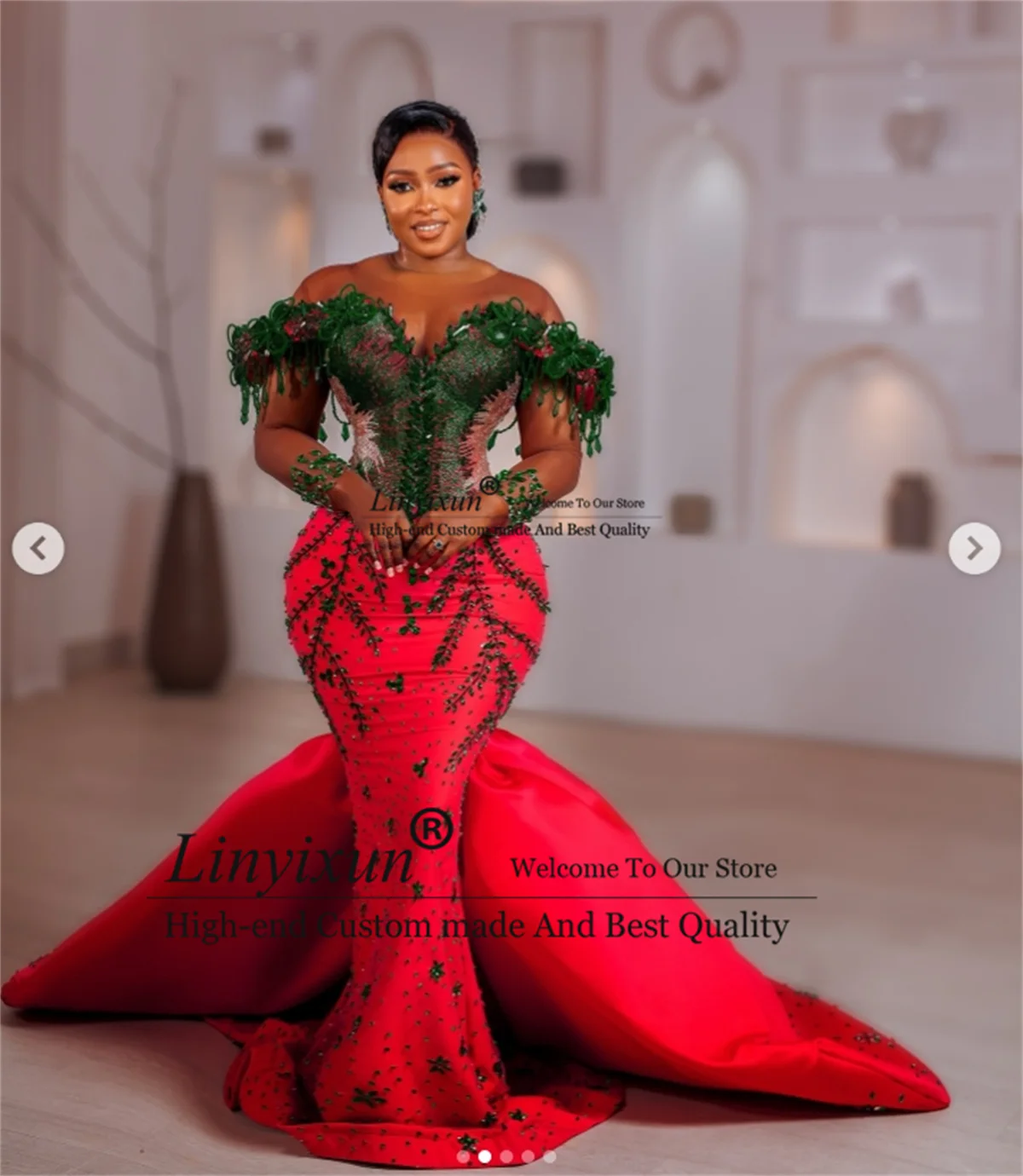 Gold Beaded Crystal Prom Dresses for Special Occasions