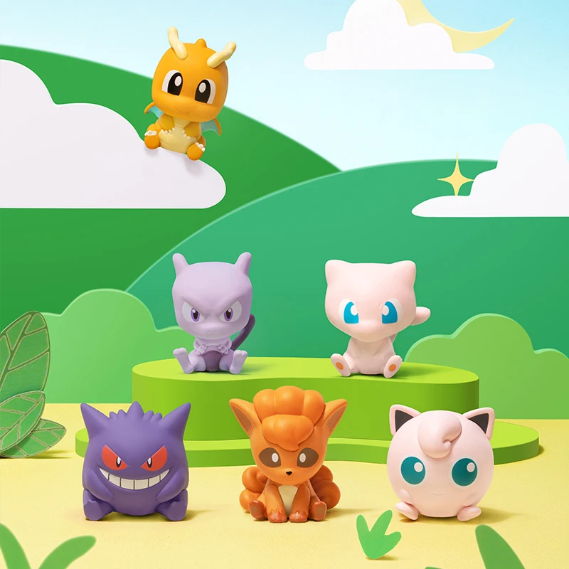 

Pokemon Anime Action Figures Mewtwo Gengar Jigglypuff Vulpix Mini Doll Original Genuine Model Ornament Toy Birthday Gift