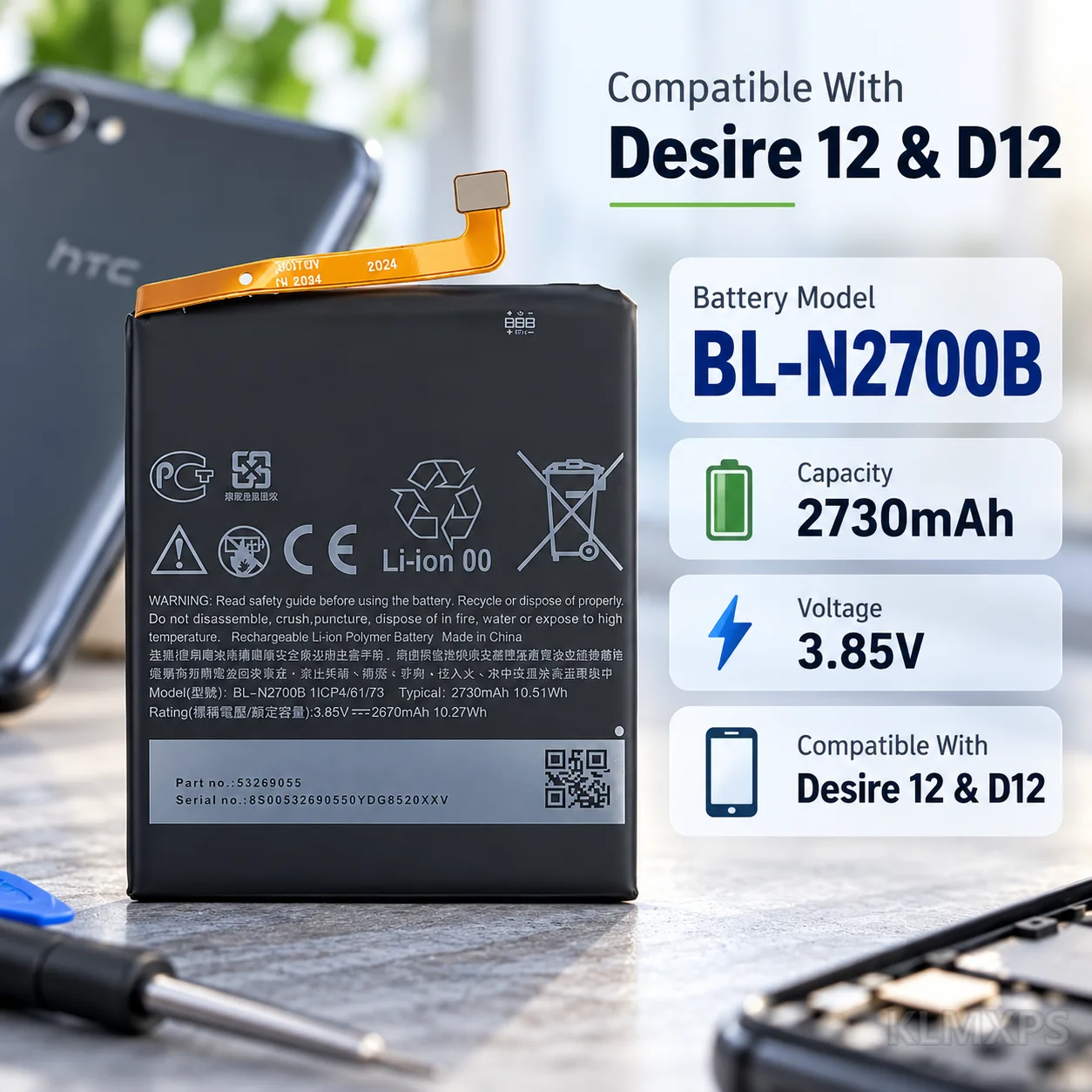 Phone Replacement Battery 2730mAh BL-N2700B For HTC Desire 12 D12 Mobile Phone Repair Battery High Quality Replacement Battery