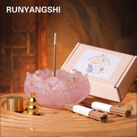 1set Natural Crystal Dropper Resin Reiki Stone Candle Base Aromatherapy  Cornucopia Healing Meditation Decoration Gift Box Set