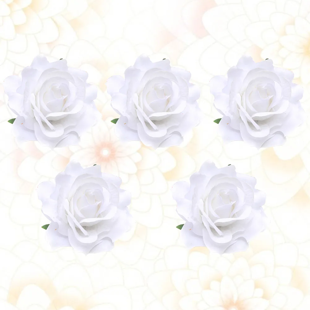 

5Pcs White Rose Corsage Bridal Boutonniere Flower Brooch Pin Wedding Dress Hair Clip Party Prom Formal Occasion
