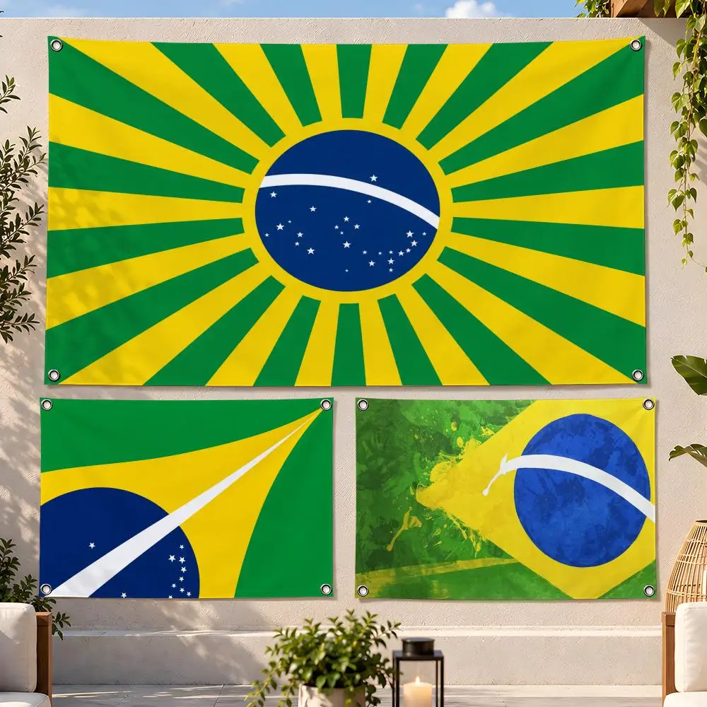 Flag National Brazil Flags Fan Flag Banner Wall Hanging Outdoor Yard Camping Dorm Garage Party Home Decor Gift