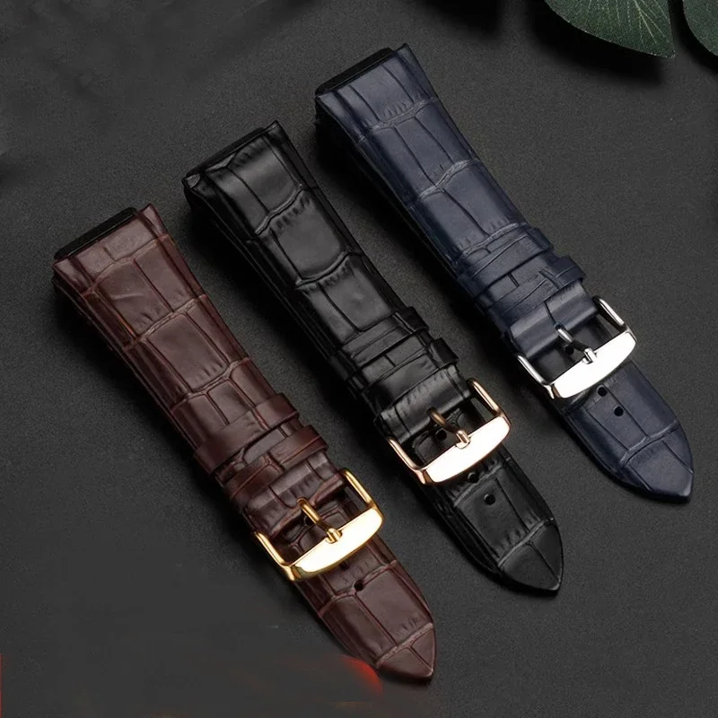 22mm Black Blue Genuine Leather Watch Strap For GUESS W0040G3 W0247G3 W0040G7 Series Cowhide Watchband Men's Bracelet